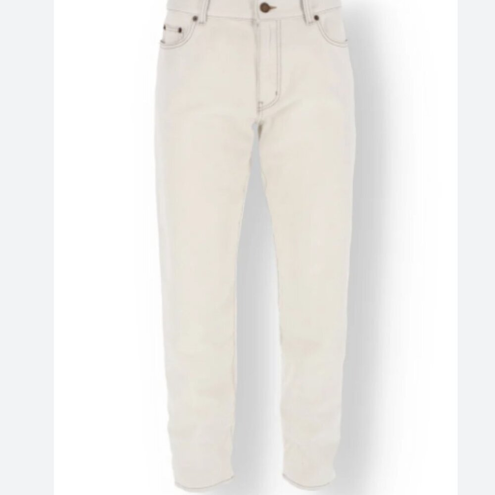 SAINT LAURENT Carrot Fit Denim Jeans Grey Off White Size 28 NWT - Picture 2 of 12